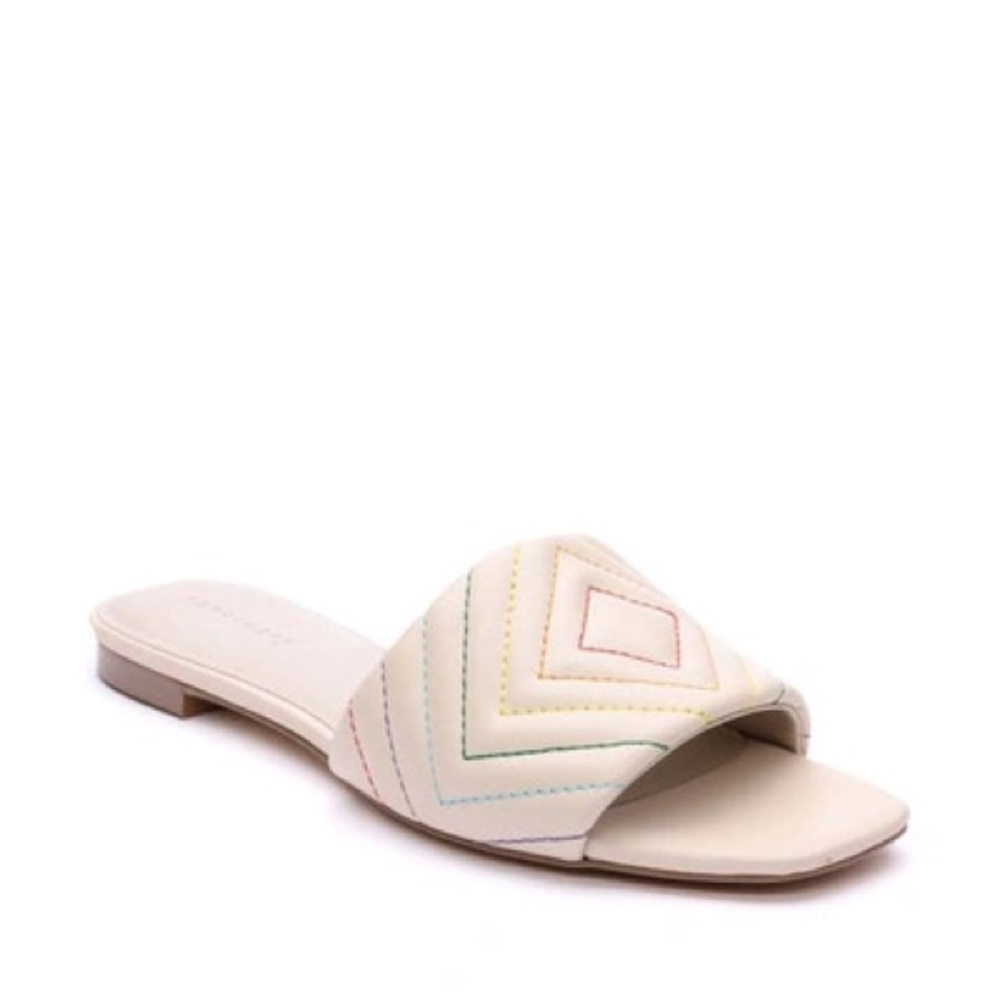 🆕 SANCTUARY Women's Culture Square Toe Quilted Style Slide Sandals In Milk Sz 7
